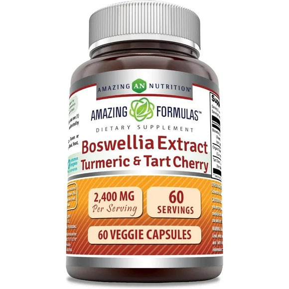 Boswellia Extract Turmeric and Tart Cherry 2400 Mg 60 Veggie Capsules Supplement R182