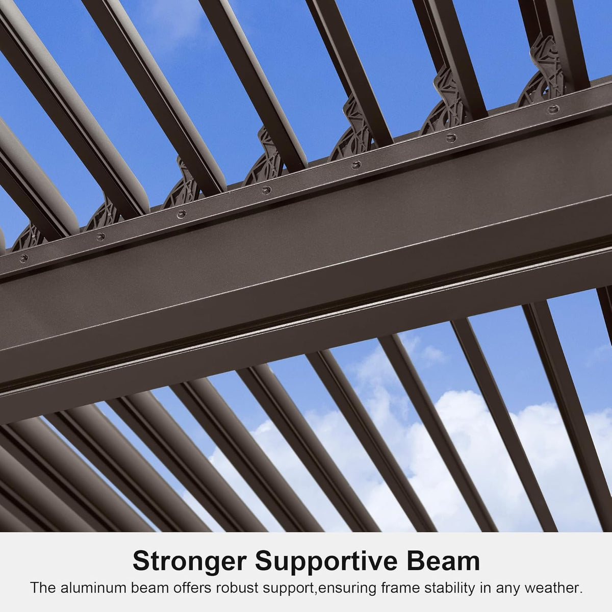11' × 13' Louvered Aluminum Pergola with Roller Blinds P53705