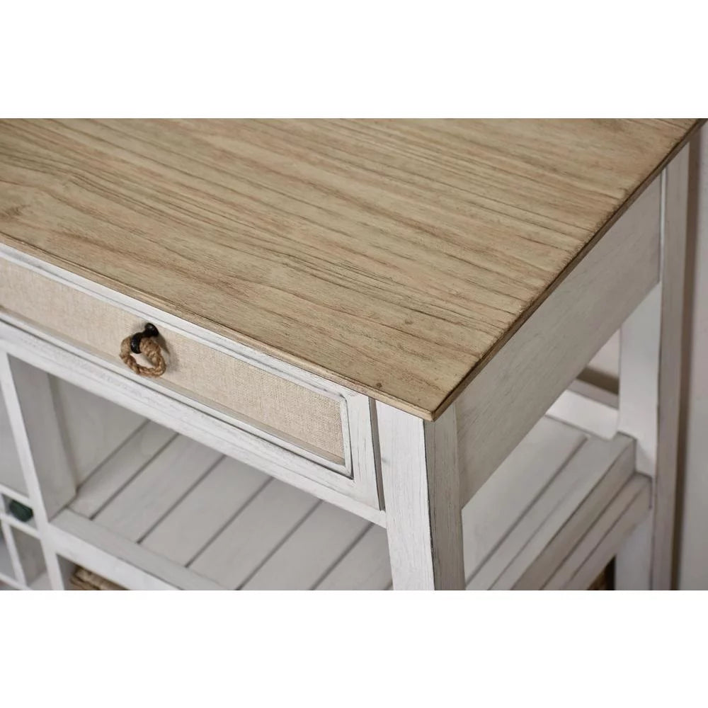 White Light Brown Wood Sideboard with Baskets X20660