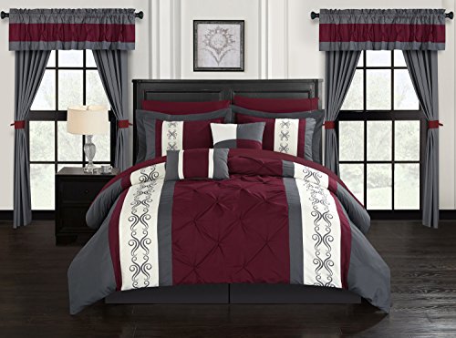 Red Queen Size 20 Piece Microfiber Comforter Set Q8436