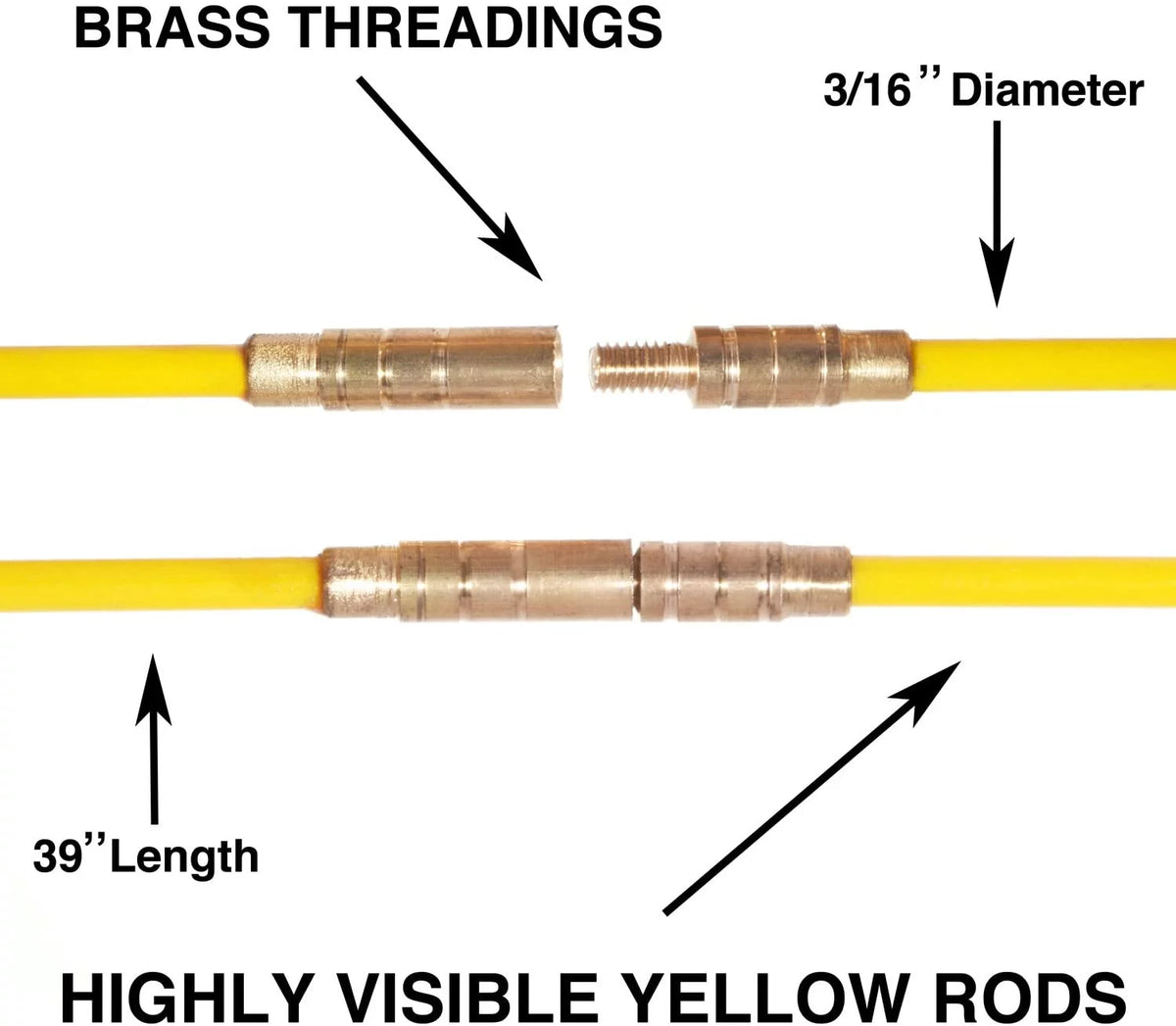 33-Feet Fiberglass Fish Tape Cable Rods E794