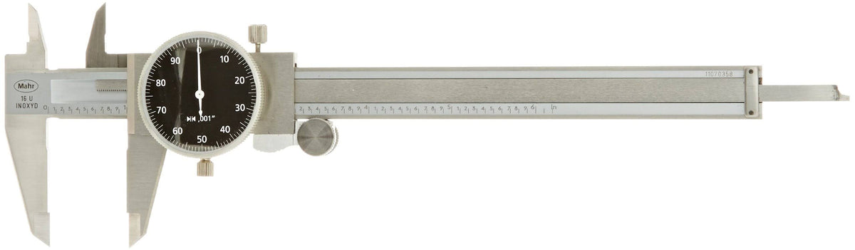 Dial Calipers, 6x22 Range, 0.001x22 Graduations, Black Face Dial I830