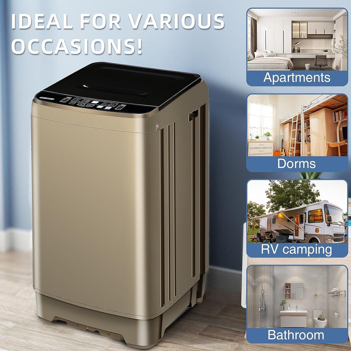 15.6Lbs Full Automatic Washing Machine with LED Display C8418