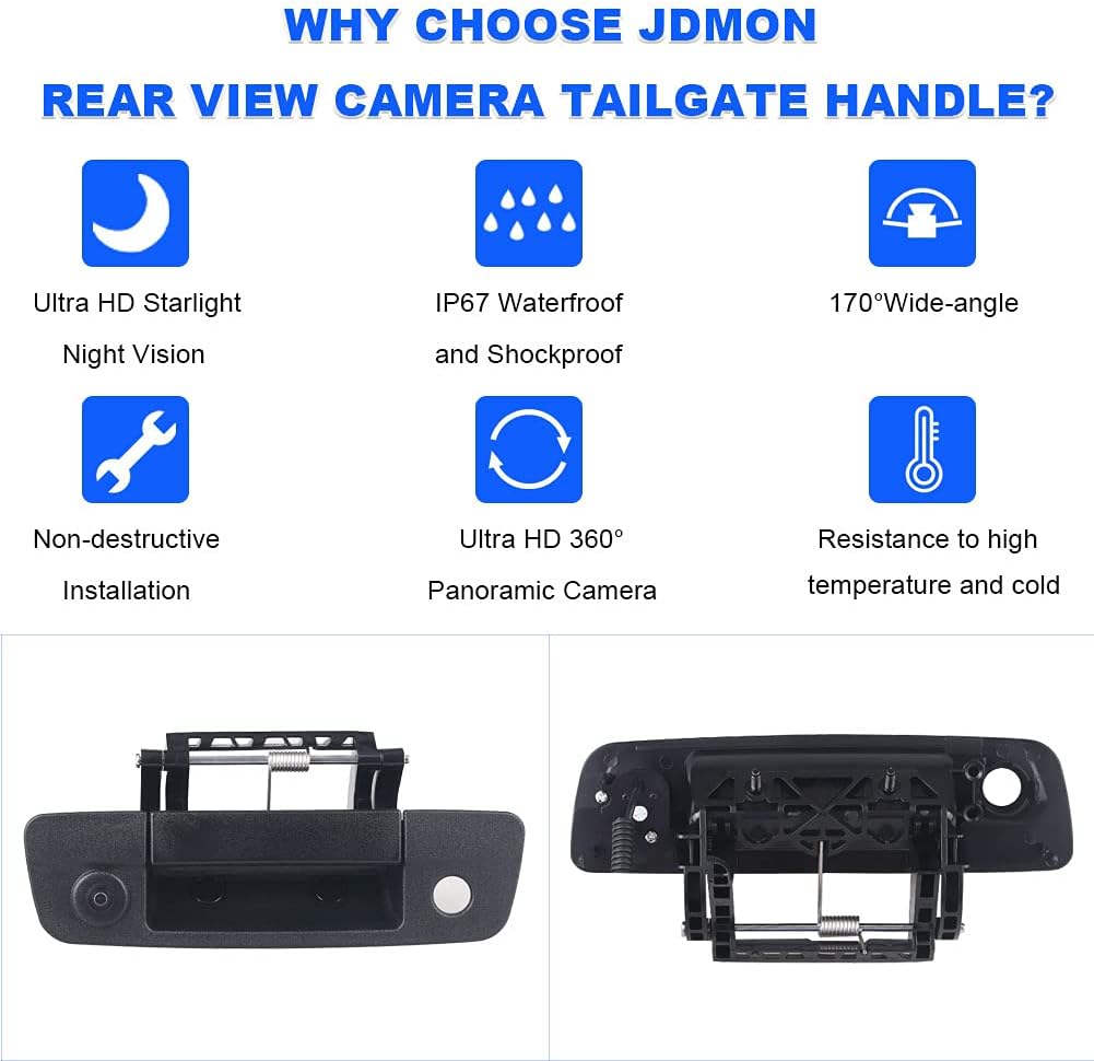 Black Waterproof Rear View Backup Camera Tailgate Handle S774