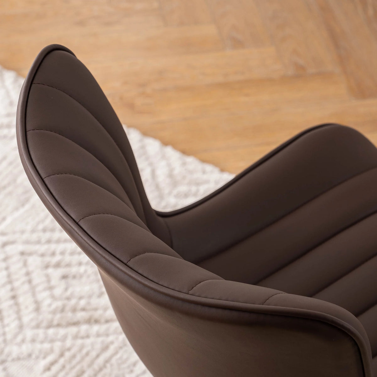 Brown Faux Leather Swivel Office Chair I645151