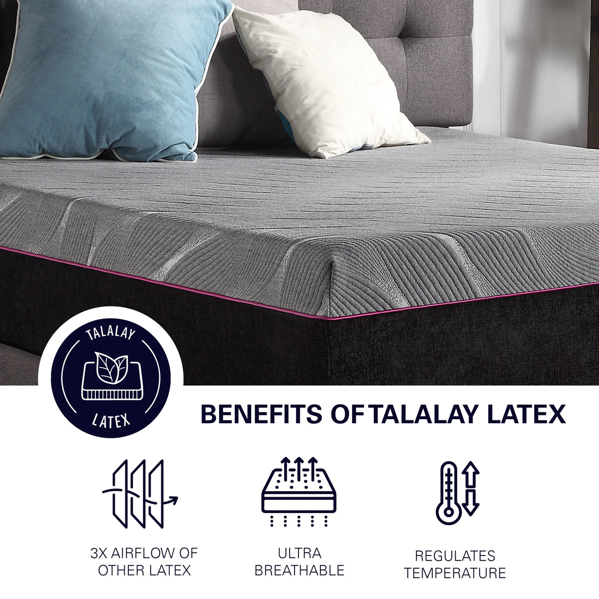 Twin XL Size 3-Layer Talalay Latex Foam Mattress U6836