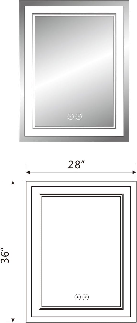 28 x 36 in Vertical Dimmable LED Bathroom Mirror with Anti-Fog Function C522
