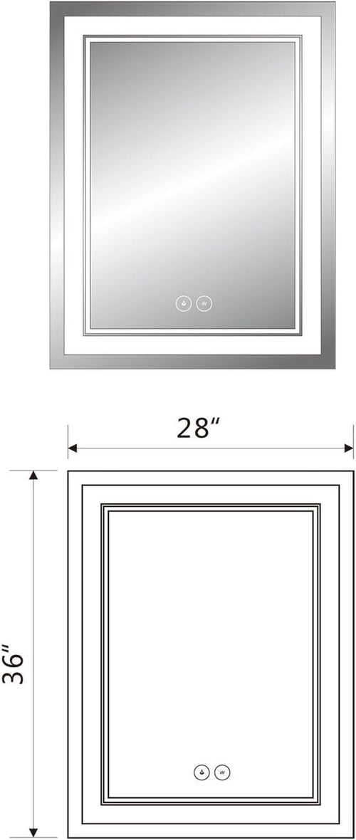28 x 36 in Vertical Dimmable LED Bathroom Mirror with Anti-Fog Function C522