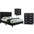 Tufted Full Bed Dresser with Lock & Nightstand 3-Piece Set Y5668