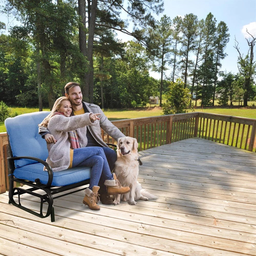 Blue Outdoor Patio Rocking Bench Loveseat R938