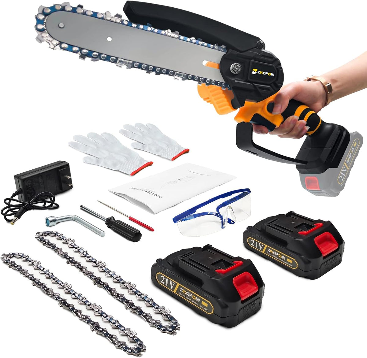 6 Inch Cordless 36 V Handheld Electric Pruning Chainsaw (2 Batteries & 2 Chains) Pack of 2 I825