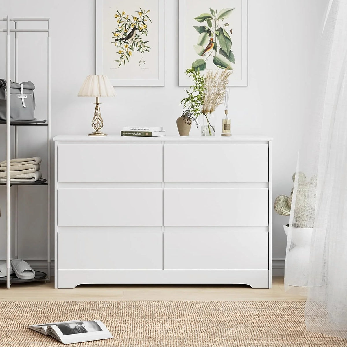 White 6 Drawer Double Dresser U48470