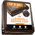 16 x 20 Super Heavy Duty 16 Mil Brown Poly Tarp Cover R8735