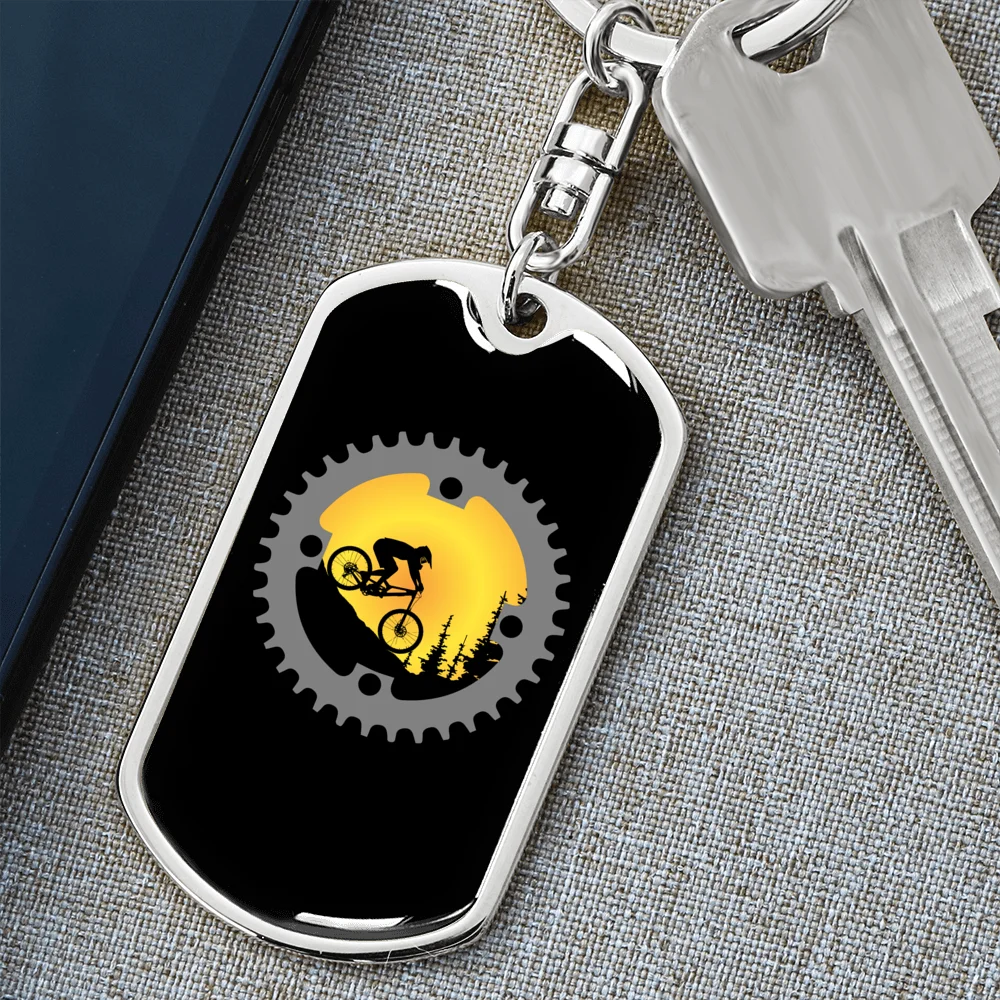 Stainless Steel or 18k Gold Swivel Dog Tag Keychain V227