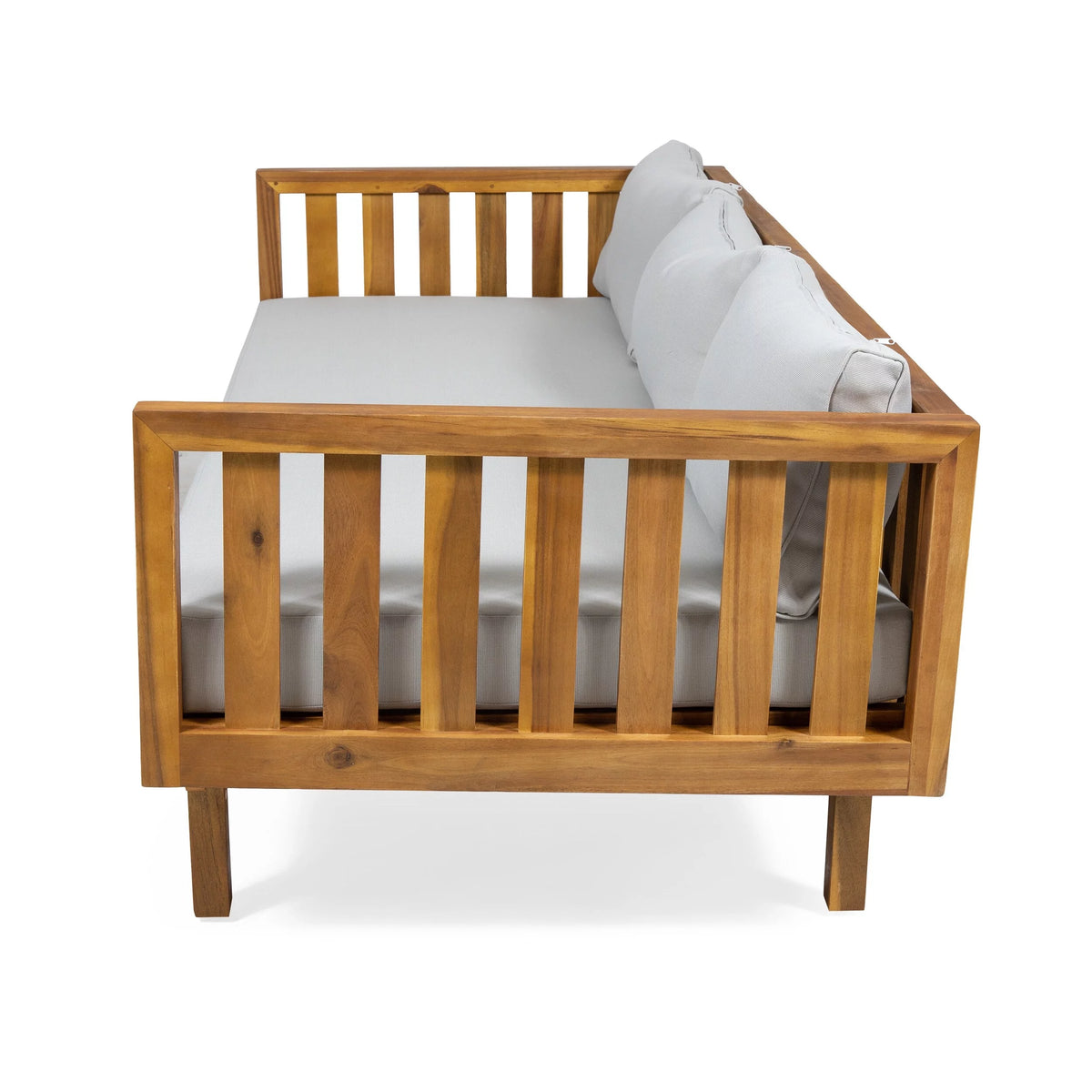 Acacia Wood 3-seat Daybed with Green Cushion U149004
