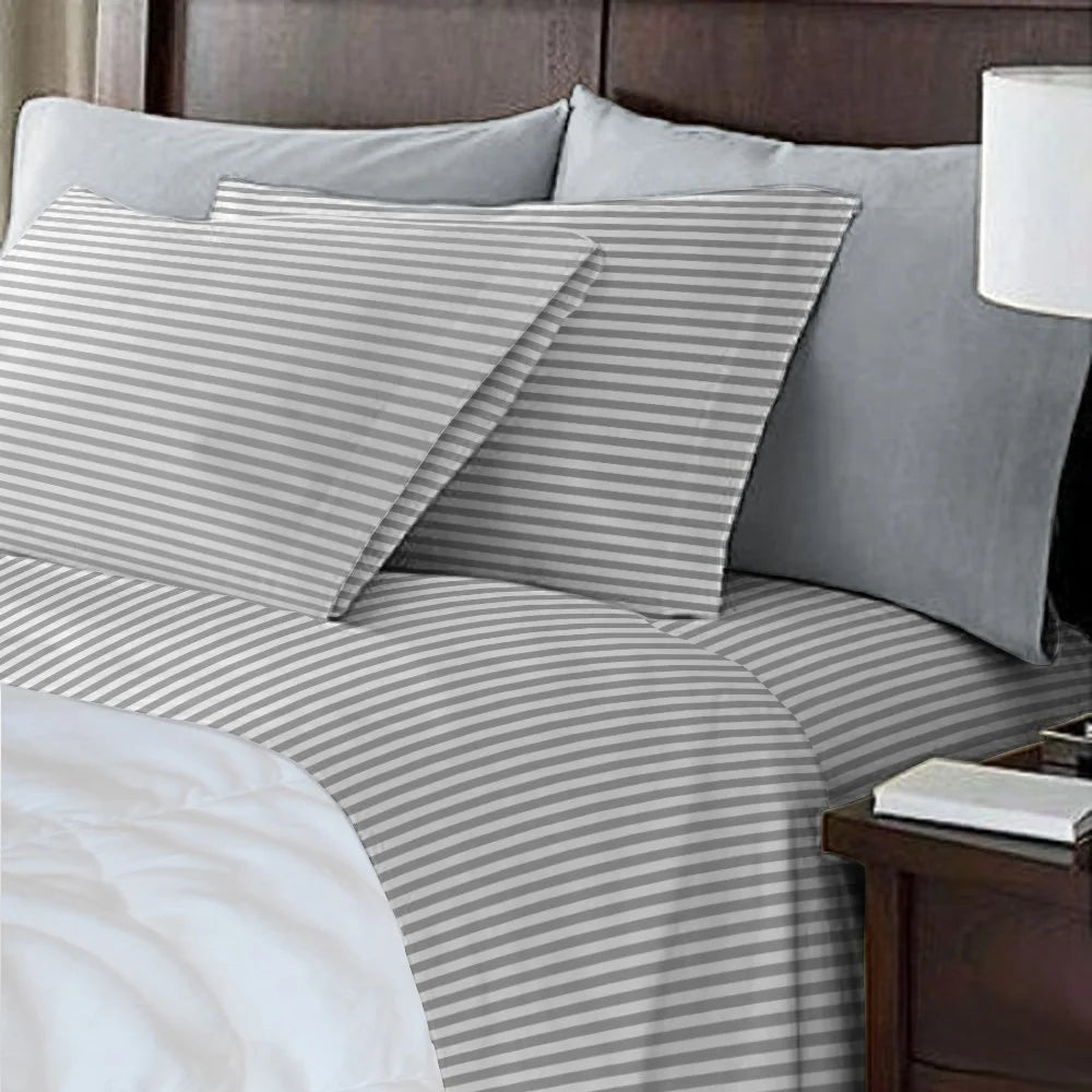 King Size 6 Pc Set Awning Striped Sheets with 2 Bonus Pillowcases G98001