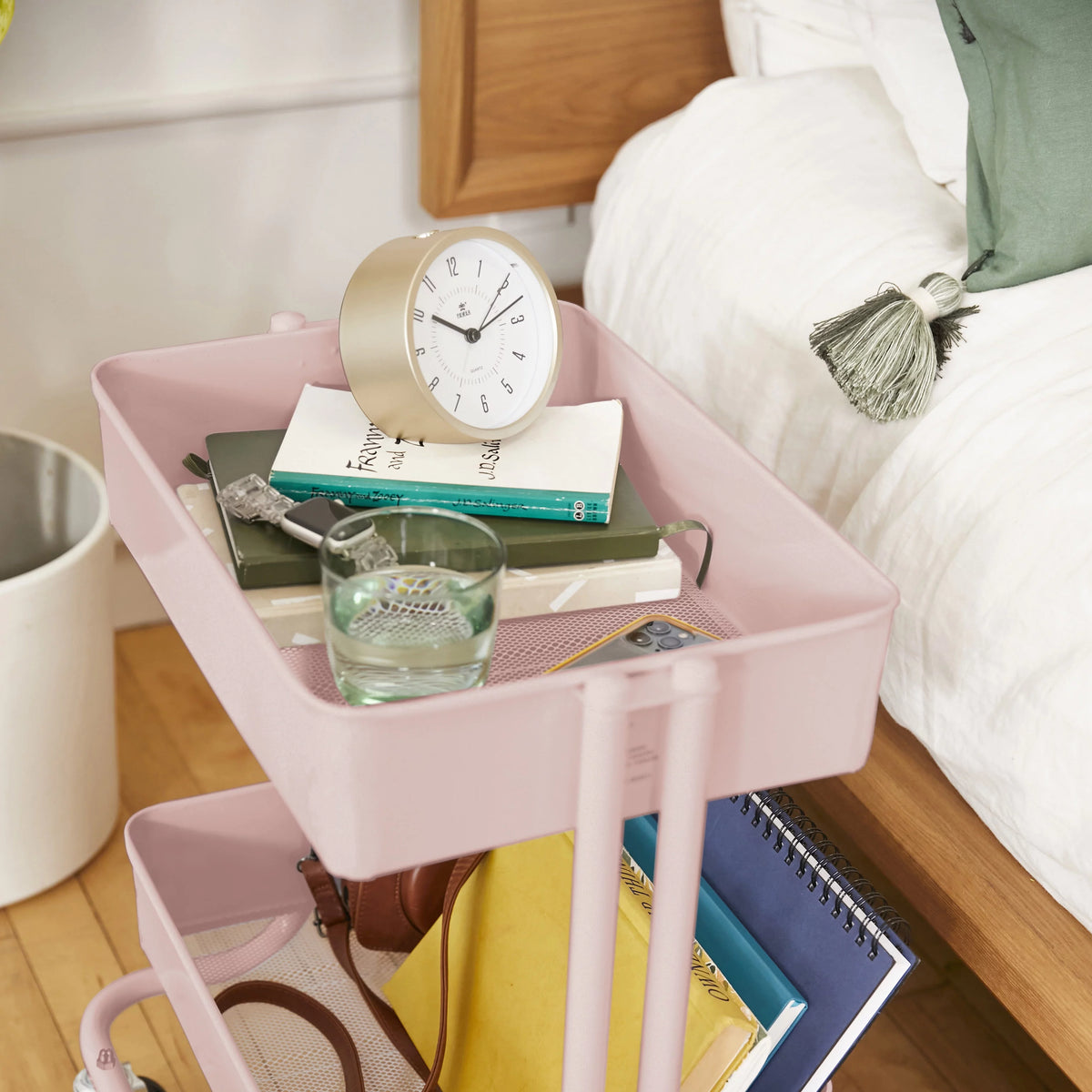 Pink 2-Tier Rolling Utility Cart B390