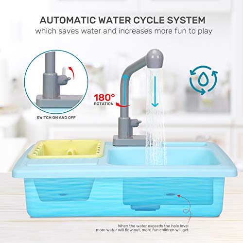 Pretend Play Kitchen Sink Toys with Cooking Stove Pot and Pan M7196