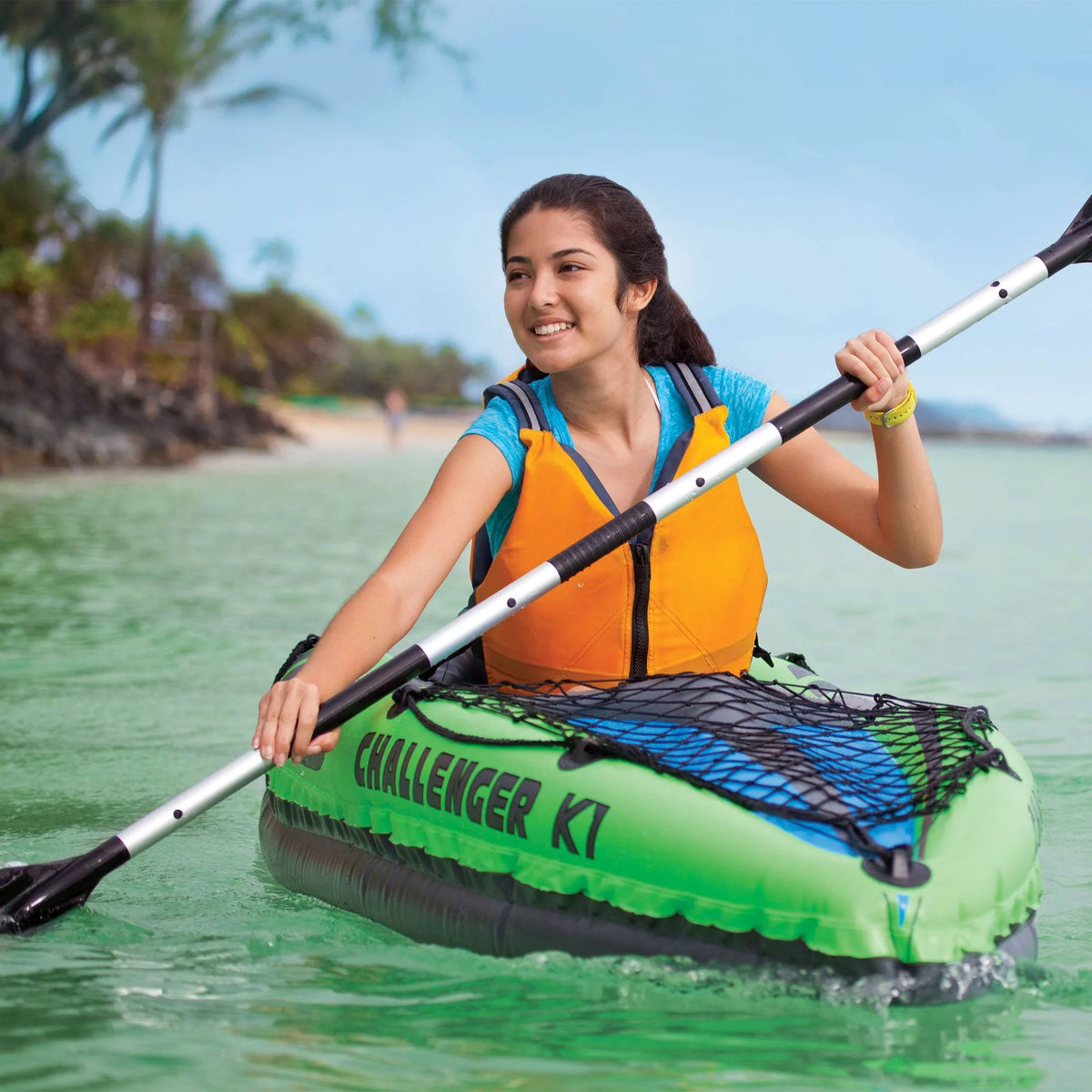 Inflatable Single Person Kayak Set with Pump E523952