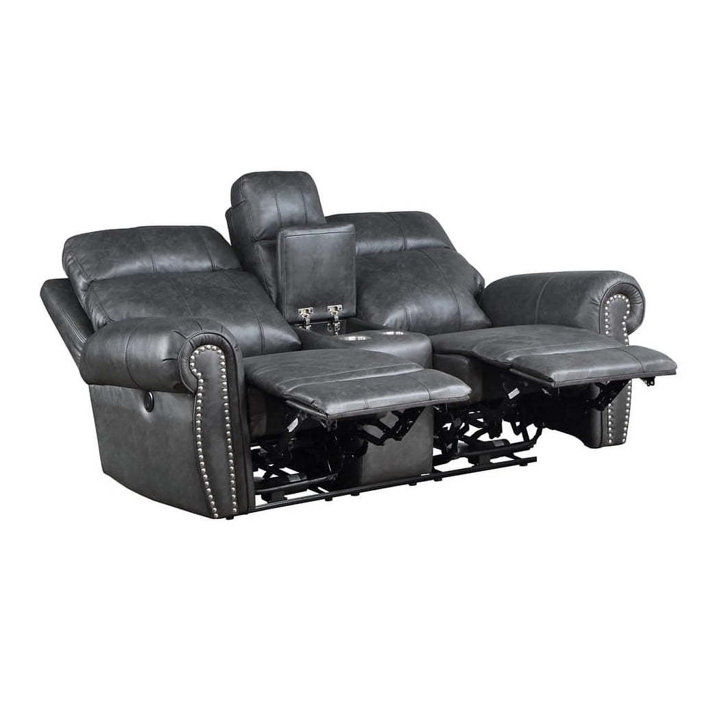 Gray Faux Leather Double Reclining Love Seat H3237