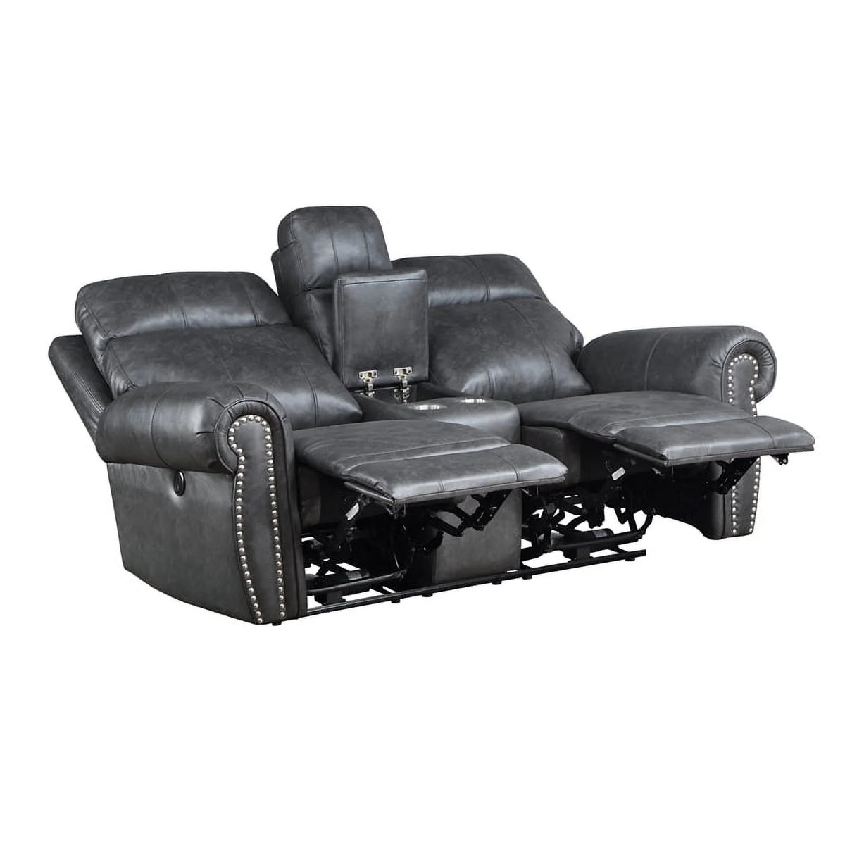 Gray Faux Leather Double Reclining Love Seat H3237