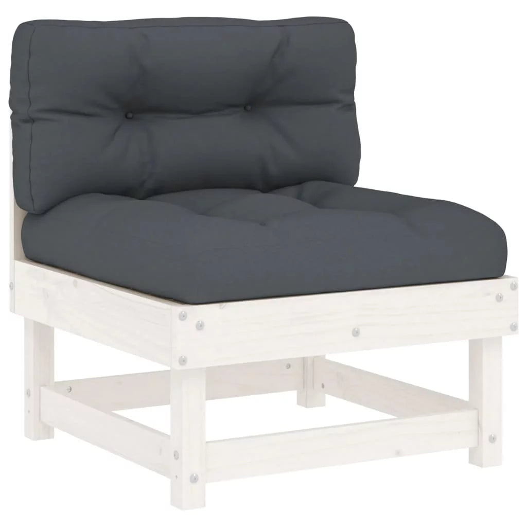 White Solid Wood Pine Middle Sofa with Cushions L384983