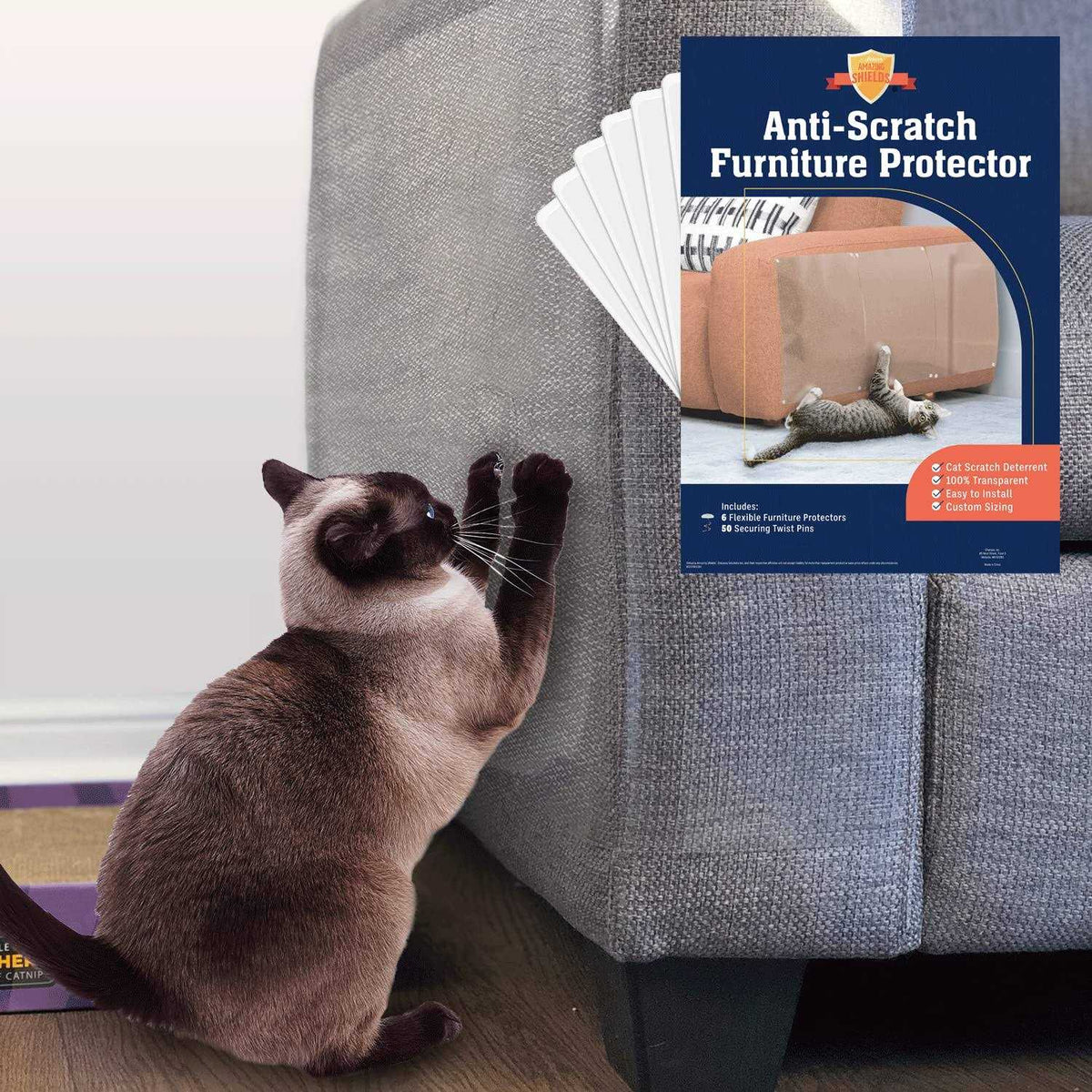 Cat Scratch Deterrent 6-Pack 17-inch x 12-inch Furniture Protectors L563971