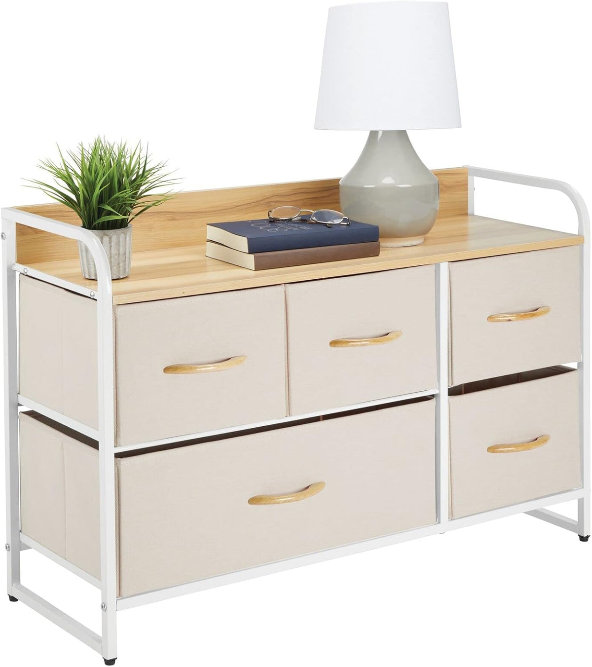 5 Removable Fabric Drawers Coffee Espresso Brown Storage Dresser L633