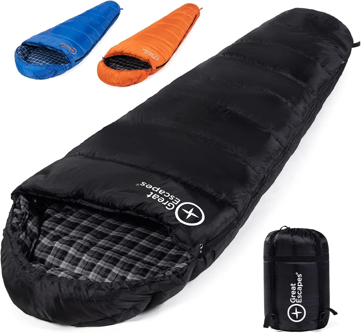 Cotton Flannel Mummy Sleeping Bag with Compression Sack U4160