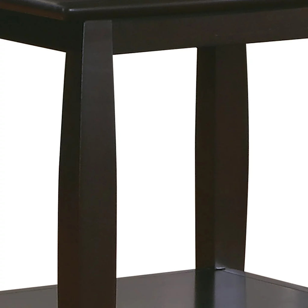 Square End Table with Bottom Shelf Espresso D9853