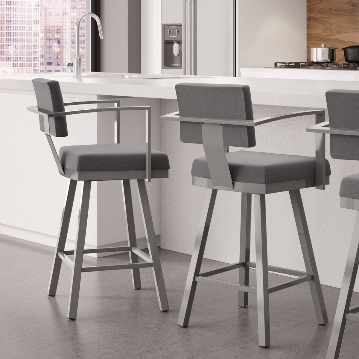 Dark Blue/Black Polyester Swivel Counter Stool B60002