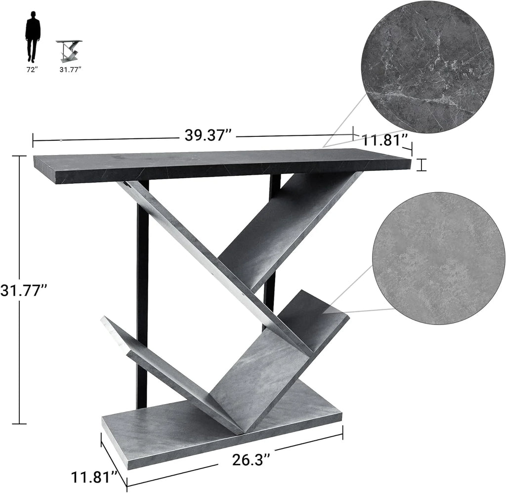 Black Marble Console Table with Storage O2291