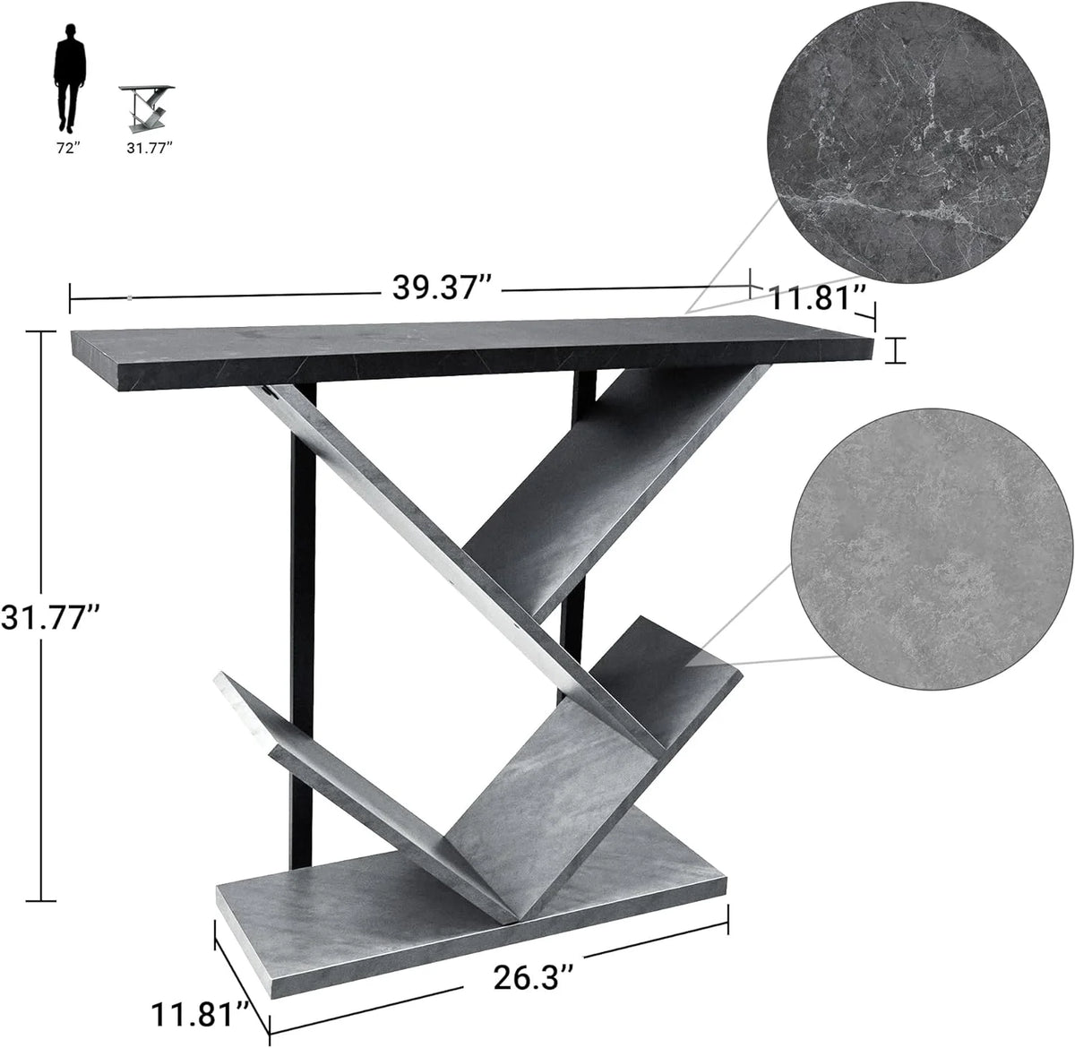 Black Marble Console Table with Storage O2291