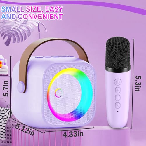 Mini Karaoke Machine with 2 Wireless Microphone & LED Lights Y4876