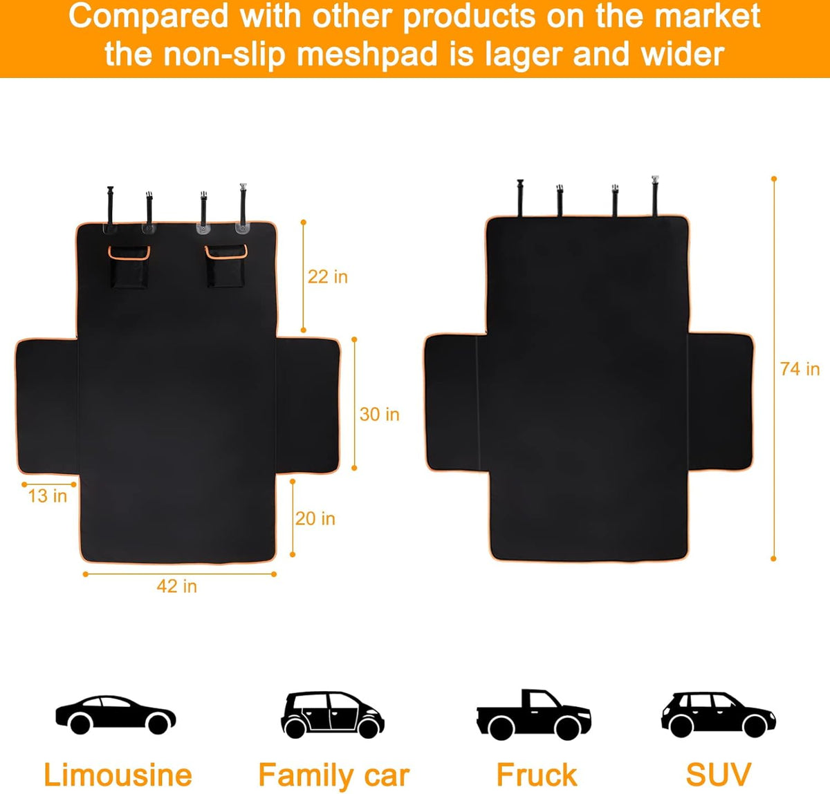 Yellow Washable Waterproof Pet Cargo Cover Liner D12582