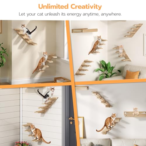 Wood Wall Mounted Cat Wall Shelves Set of 2 K328054