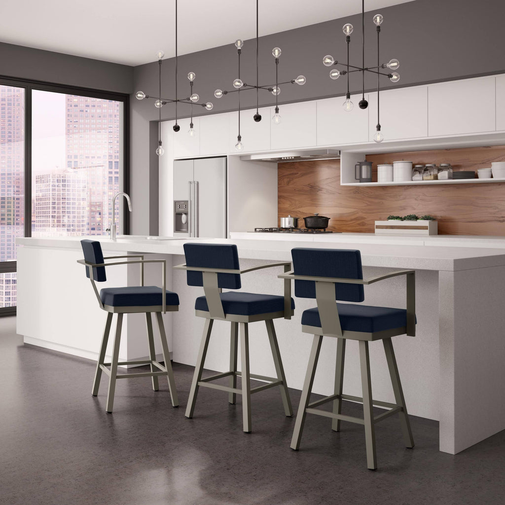 Dark Blue/Black Polyester Swivel Counter Stool B60002