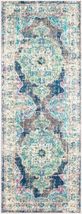 Navy Traditional Runner Area Rug Q981538