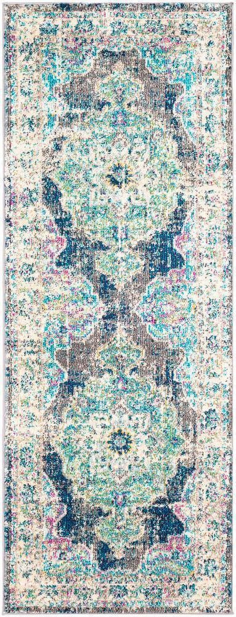 Navy Traditional Runner Area Rug Q981538