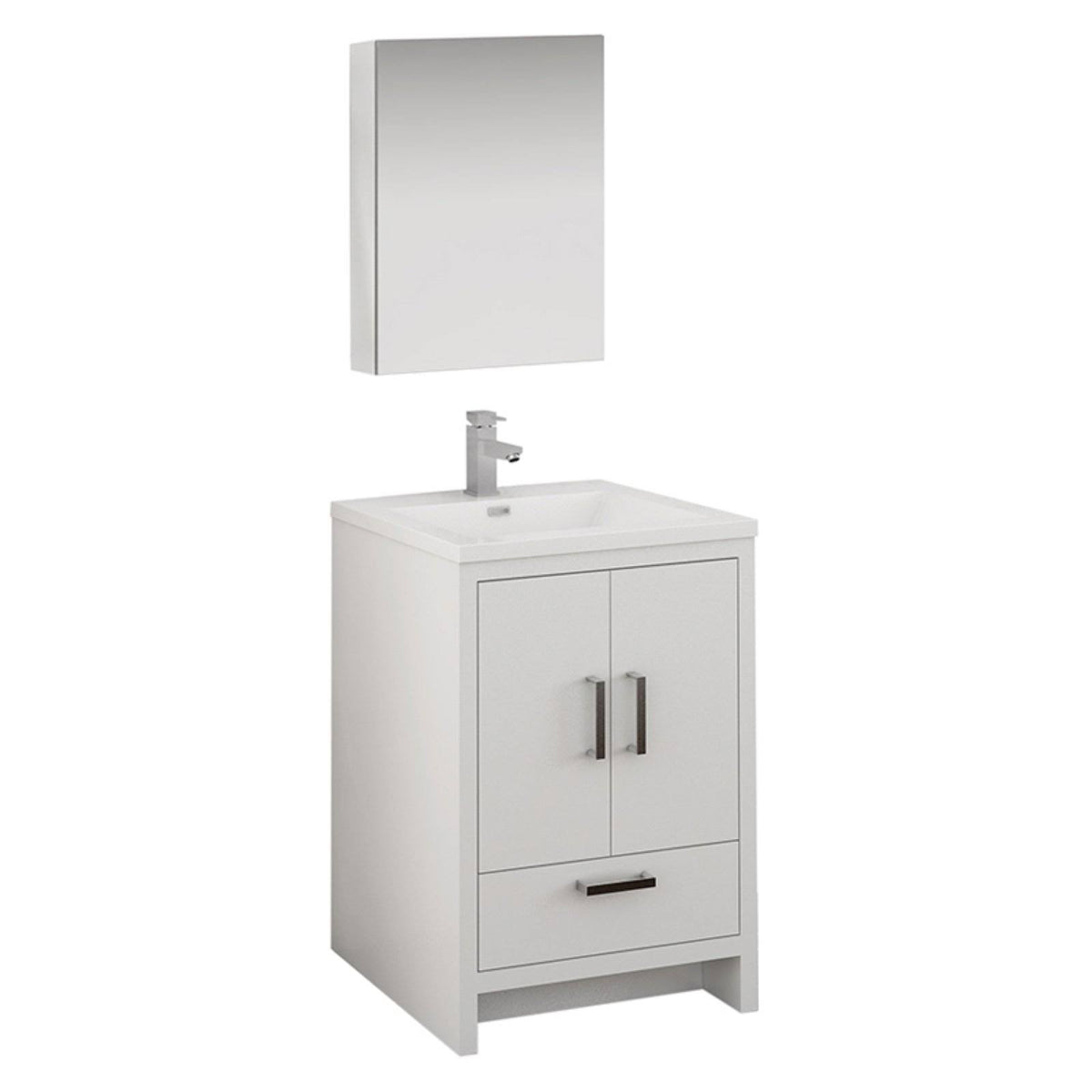Glossy White Free Standing Bathroom Cabinet with Integrated Sink I74974