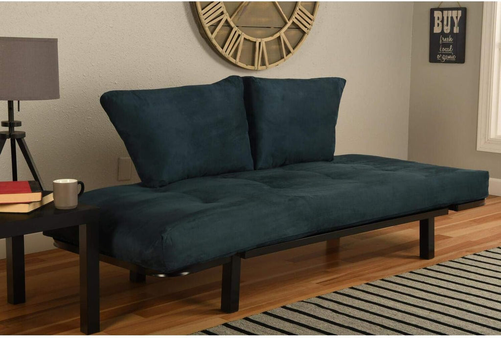 Black Lounger Frame with Suede Navy Mattress D280361