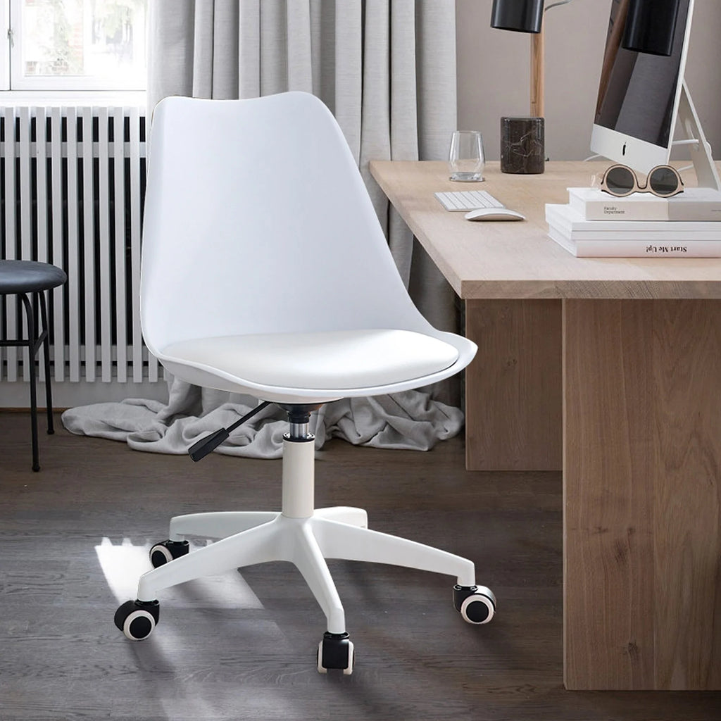 White Artificial Leather Swivel Computer Chair D84544