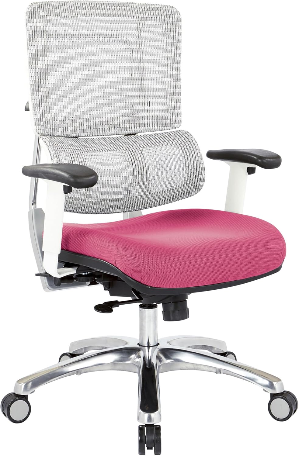 White Vertical Mesh Back and Padded Steel Mesh Seat Managers Chair with Adjustable Arms W786