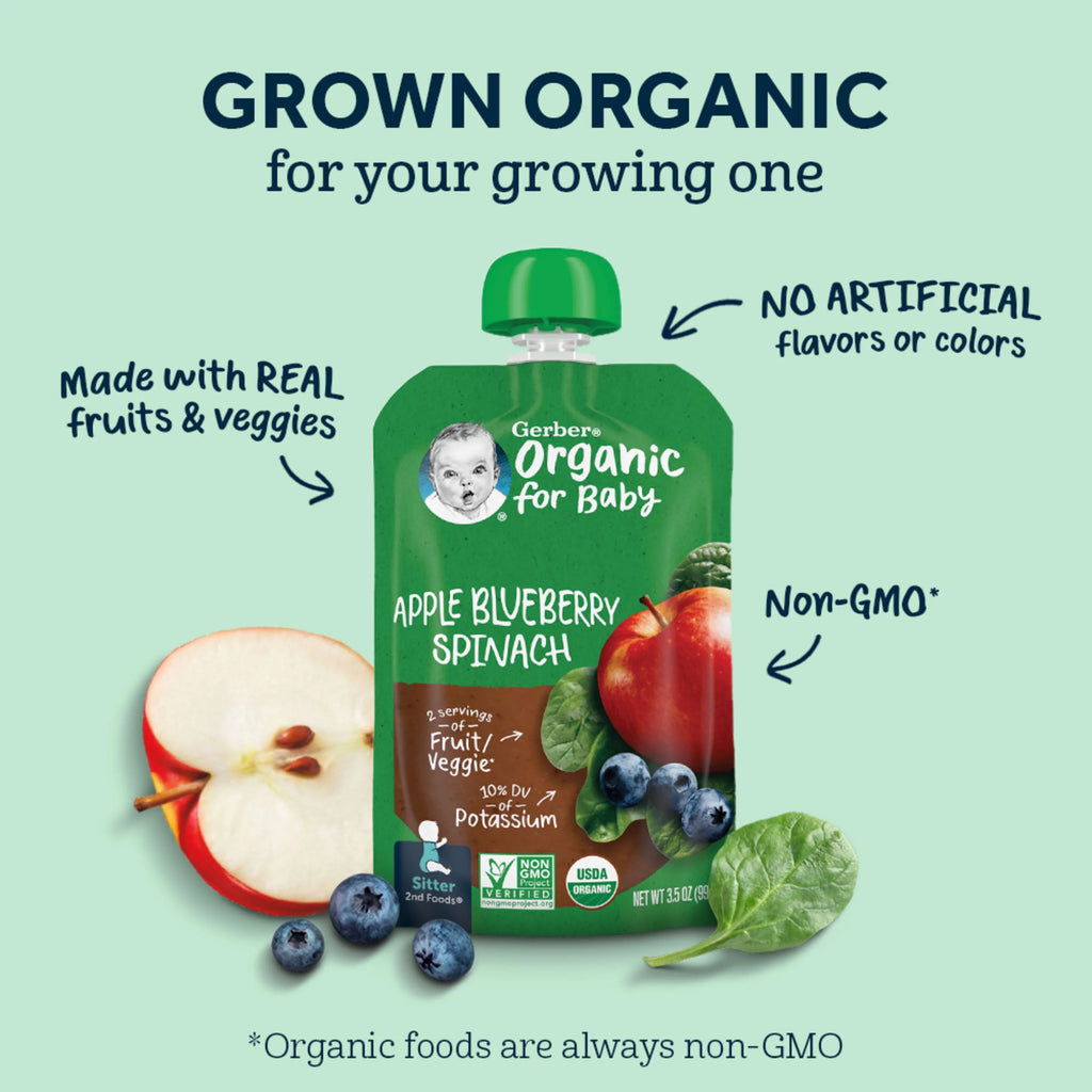 Organic Pear Peach Strawberry Baby Food 3.5 oz Pouches 12 Pack V6268