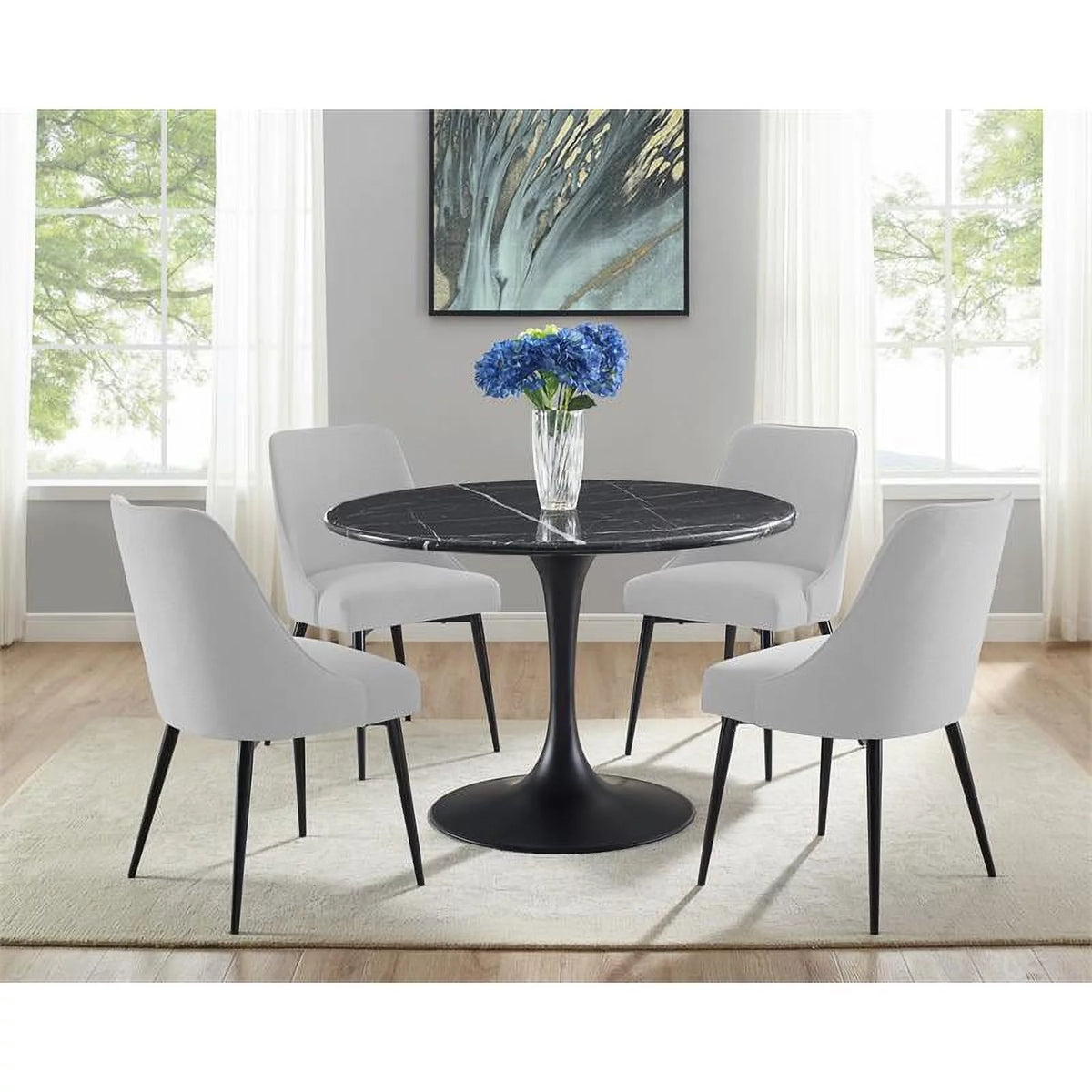 Black Marble 5-Piece Dining Set B83779
