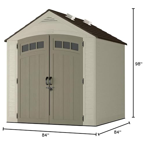 7x7 Storage Shed with Multi-Wall Resin Panels, 4 Skylights, Pad-Lockable Doors, 84" D x 84" W x 98" H G259
