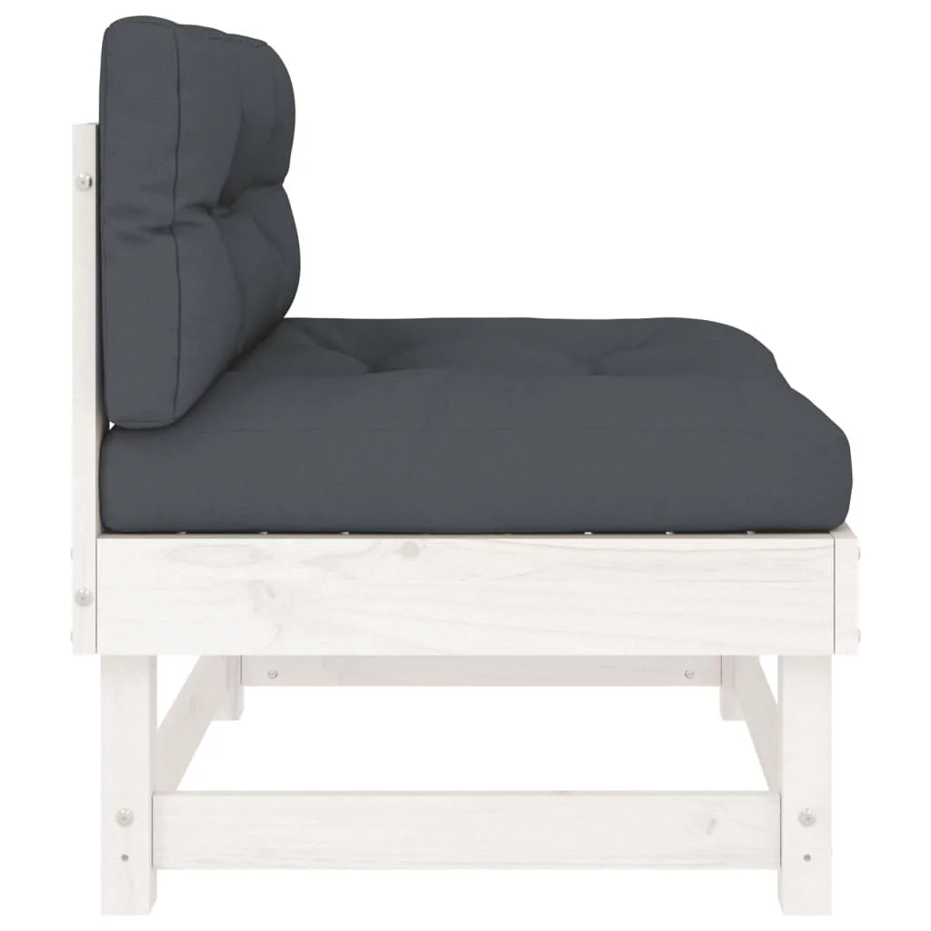 White Solid Wood Pine Middle Sofa with Cushions L384983
