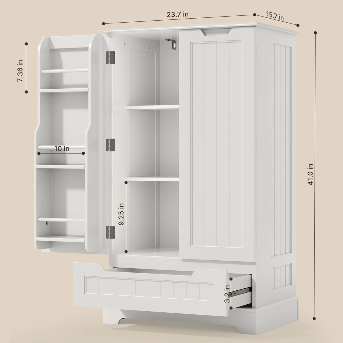 White Kitchen Storage Cabinet with 2 Doors and 1 Drawer Z34086