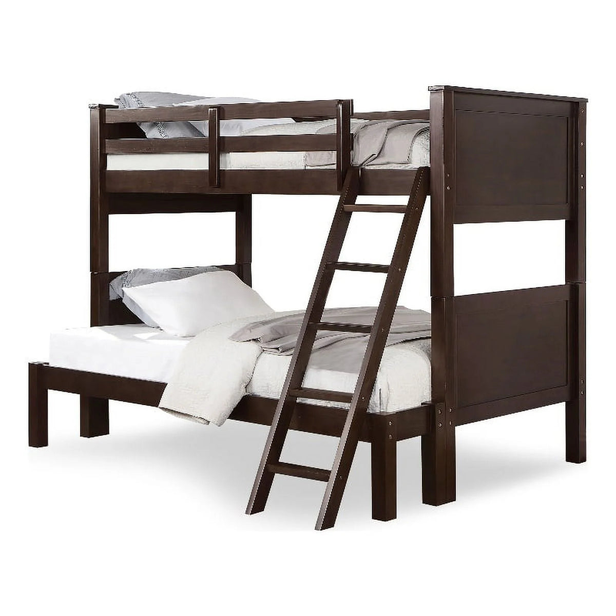 Walnut Wood Twin over Full Bunk Bed Z5523