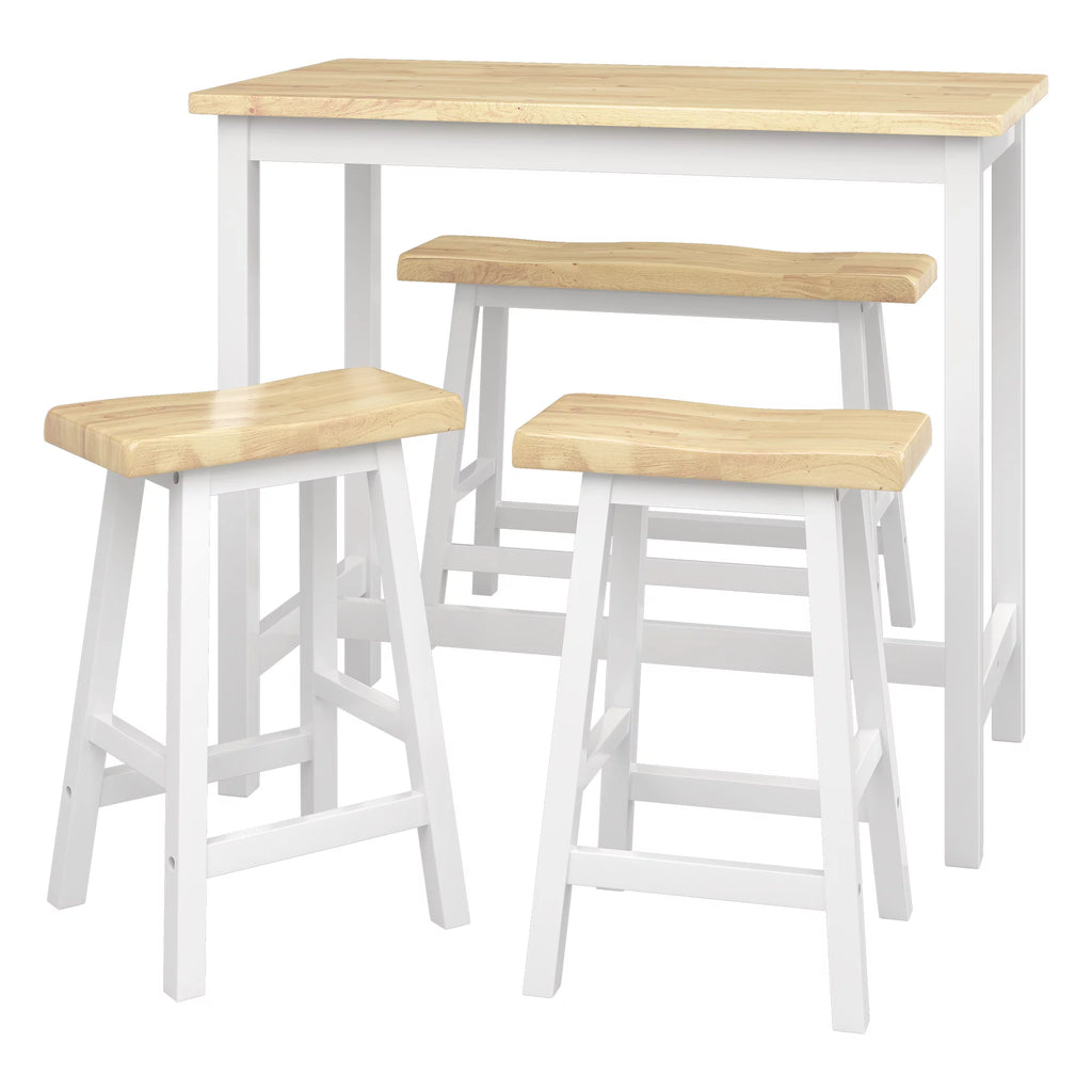 42" 4-Piece Wood Dining Table Set with Bench and 2 Stools H169
